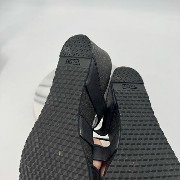Teva black leatherstrappy wedges - Picture 2 of 6